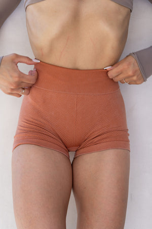 SEAMLESS RIBBED GYM SHORTS